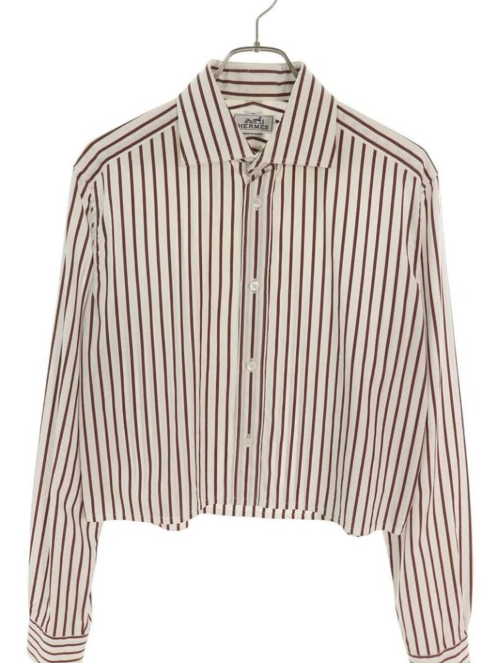 Hermes Striped Cropped Long Sleeve Shirt 40